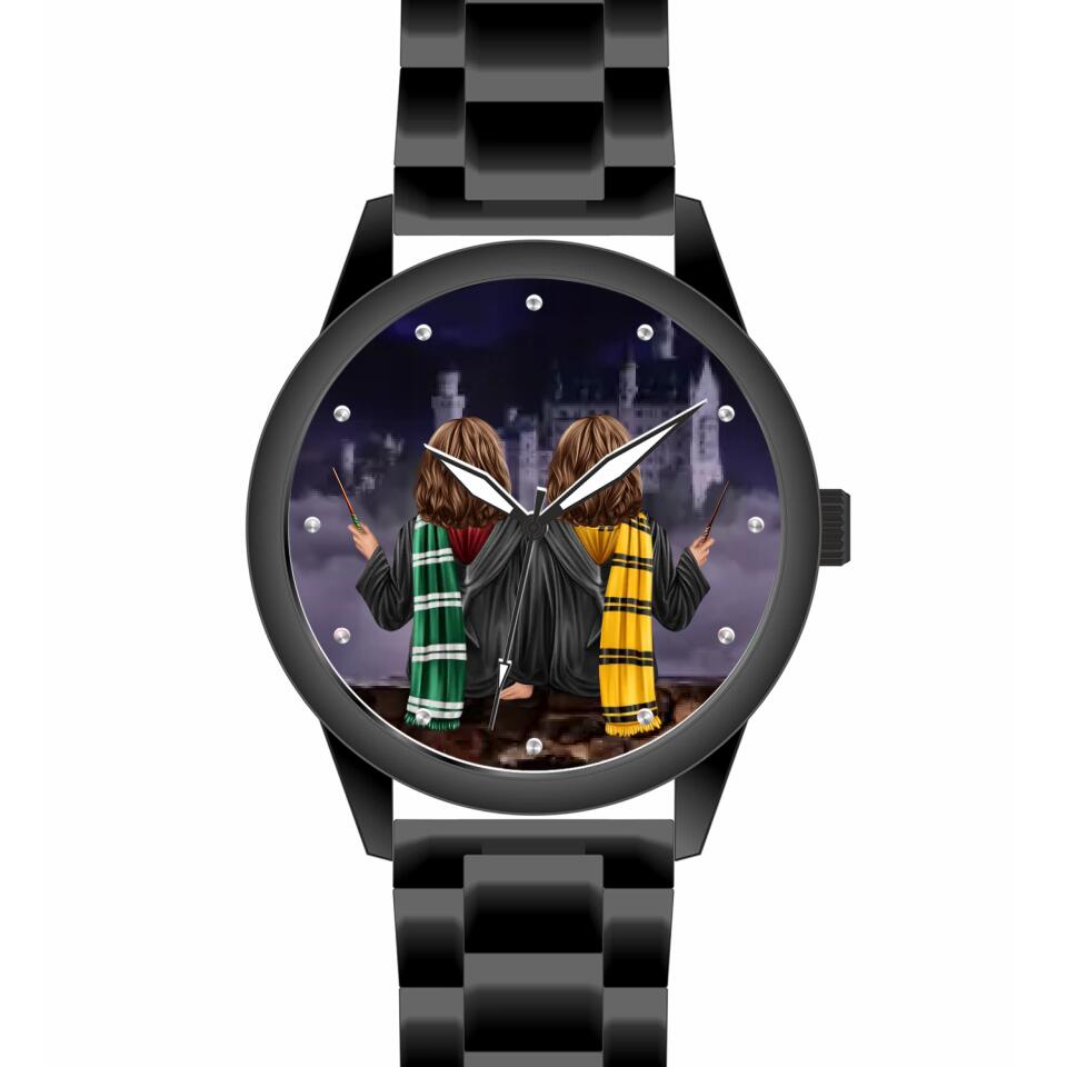Zauberer-Freunde (2 Personen) | Personalisierte Armbanduhr (Unterschiedliche Uhr-Modelle wählbar!)