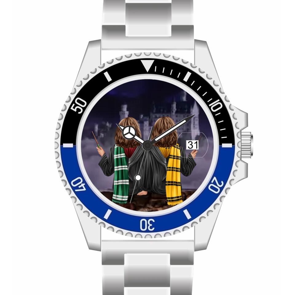 Zauberer-Freunde (2 Personen) | Personalisierte Armbanduhr (Unterschiedliche Uhr-Modelle wählbar!)