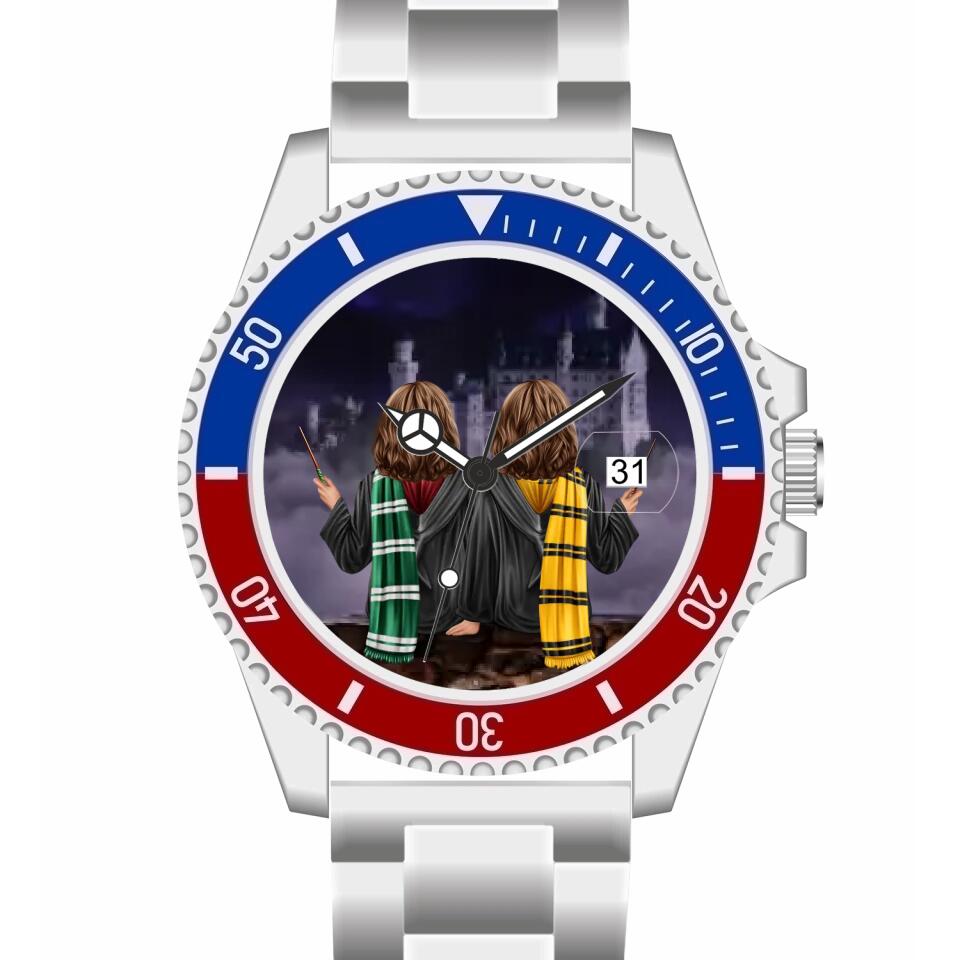Zauberer-Freunde (2 Personen) | Personalisierte Armbanduhr (Unterschiedliche Uhr-Modelle wählbar!)