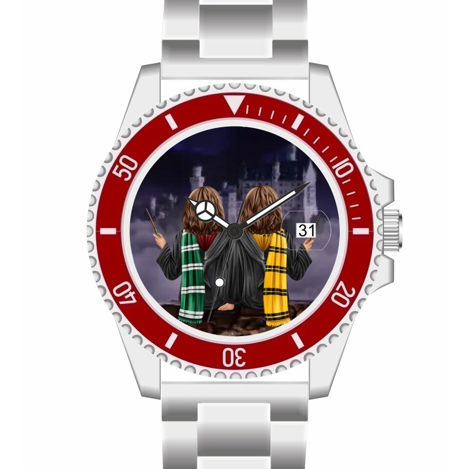 Zauberer-Freunde (2 Personen) | Personalisierte Armbanduhr (Unterschiedliche Uhr-Modelle wählbar!)
