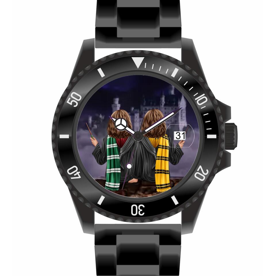 Zauberer-Freunde (2 Personen) | Personalisierte Armbanduhr (Unterschiedliche Uhr-Modelle wählbar!)