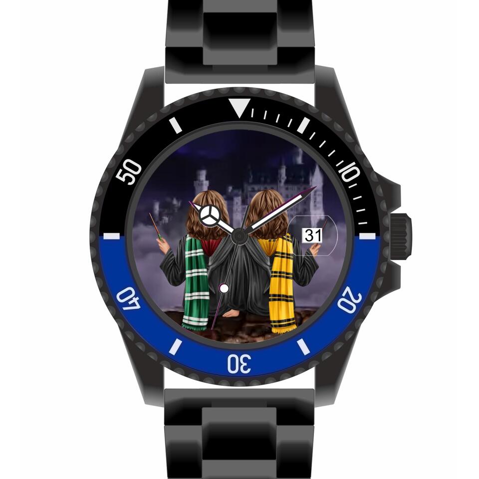 Zauberer-Freunde (2 Personen) | Personalisierte Armbanduhr (Unterschiedliche Uhr-Modelle wählbar!)
