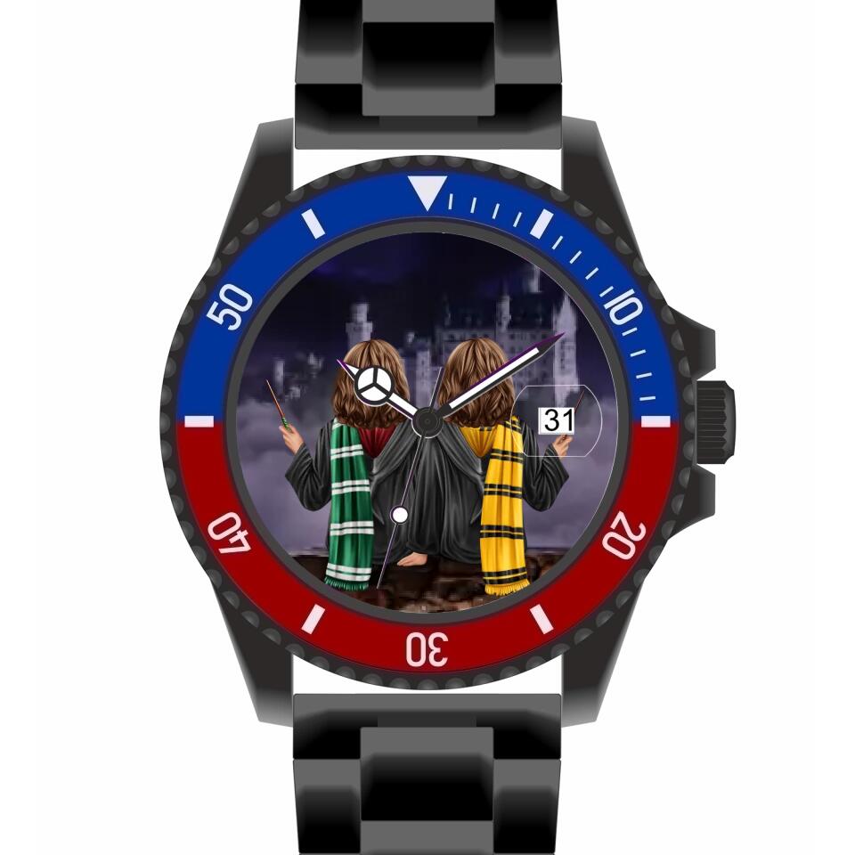Zauberer-Freunde (2 Personen) | Personalisierte Armbanduhr (Unterschiedliche Uhr-Modelle wählbar!)