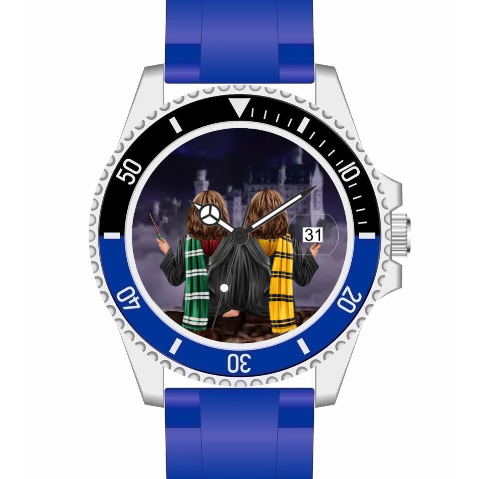 Zauberer-Freunde (2 Personen) | Personalisierte Armbanduhr (Unterschiedliche Uhr-Modelle wählbar!)