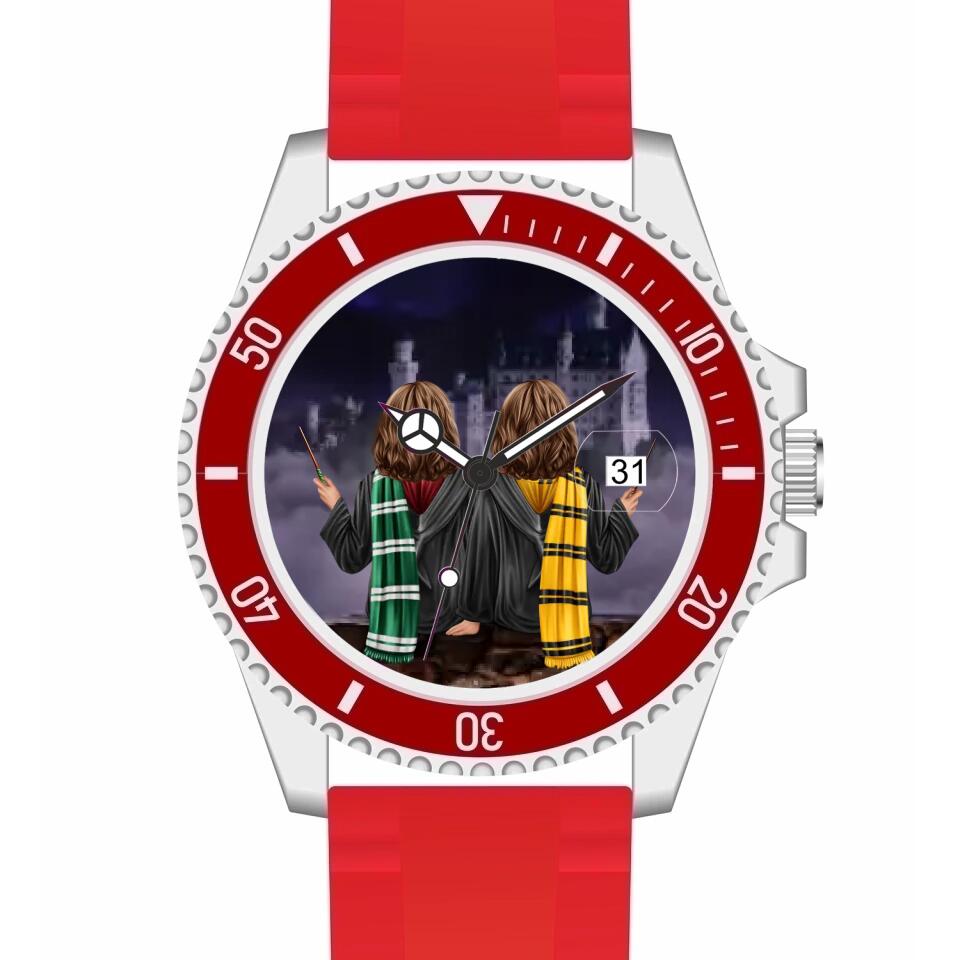 Zauberer-Freunde (2 Personen) | Personalisierte Armbanduhr (Unterschiedliche Uhr-Modelle wählbar!)