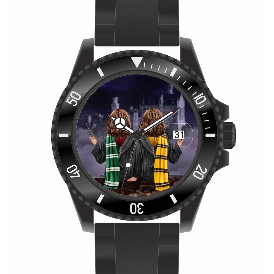 Zauberer-Freunde (2 Personen) | Personalisierte Armbanduhr (Unterschiedliche Uhr-Modelle wählbar!)