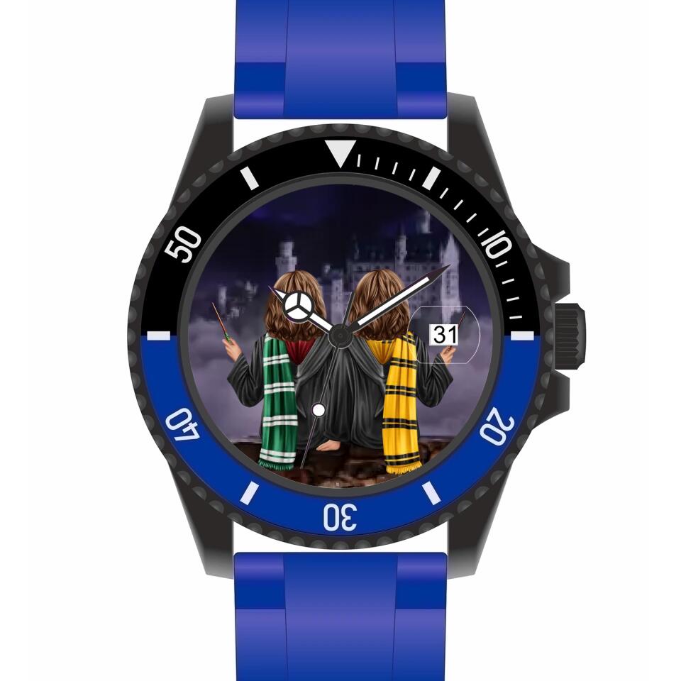 Zauberer-Freunde (2 Personen) | Personalisierte Armbanduhr (Unterschiedliche Uhr-Modelle wählbar!)