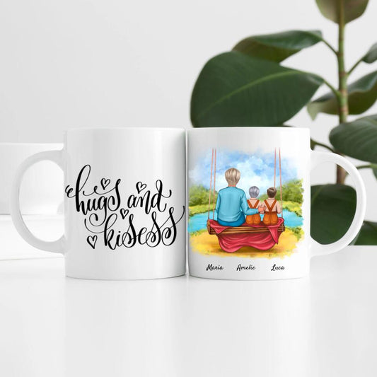 Mutter mit Tochter und Sohn | Personalisierte Tasse