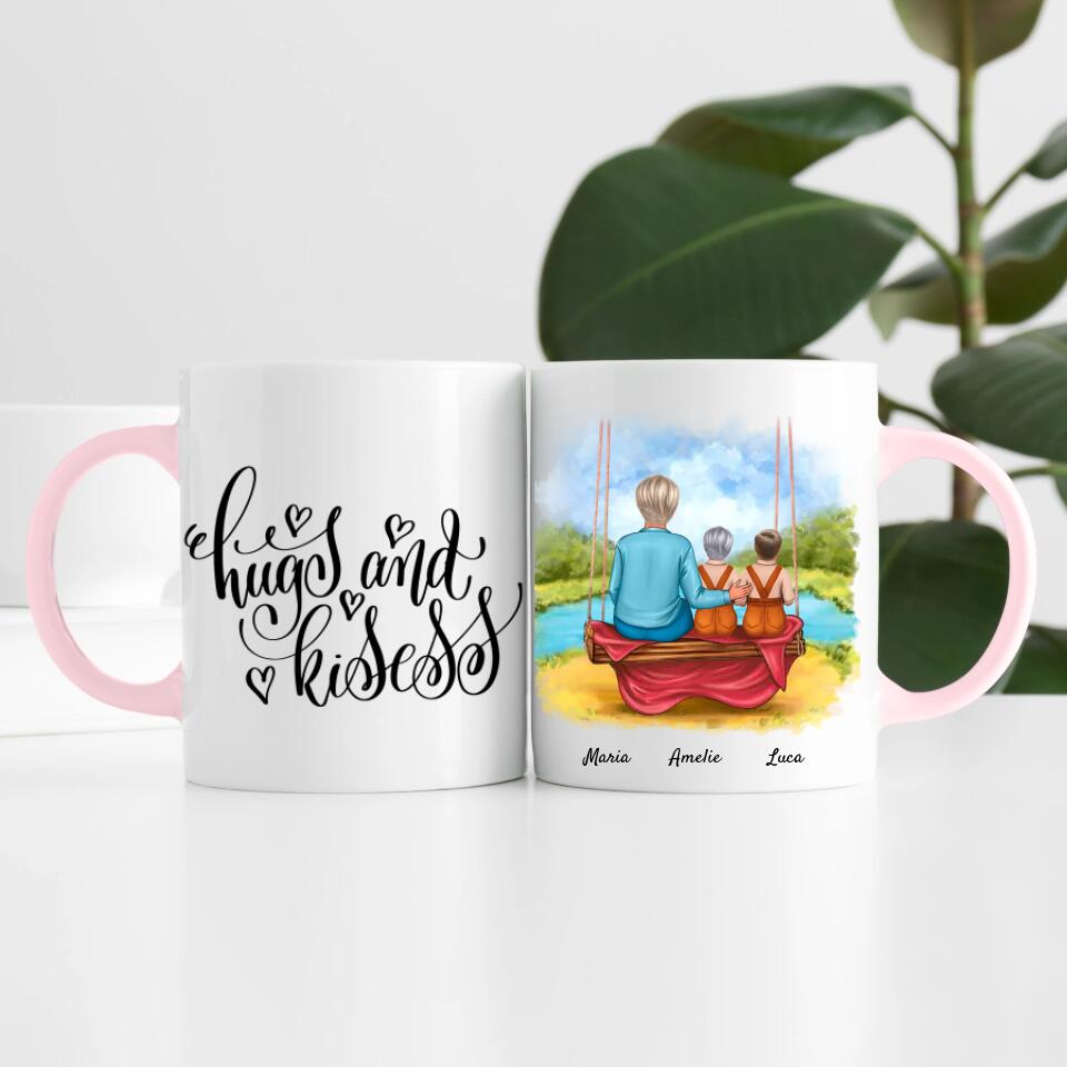 Mutter mit Tochter und Sohn | Personalisierte Tasse