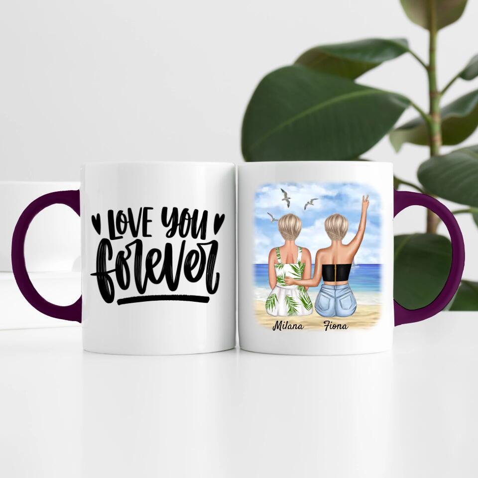 Beste Freundinnen am Strand | Personalisierte Tasse