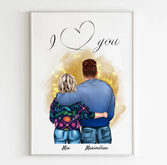 Pärchen umarmend | Personalisiertes Poster