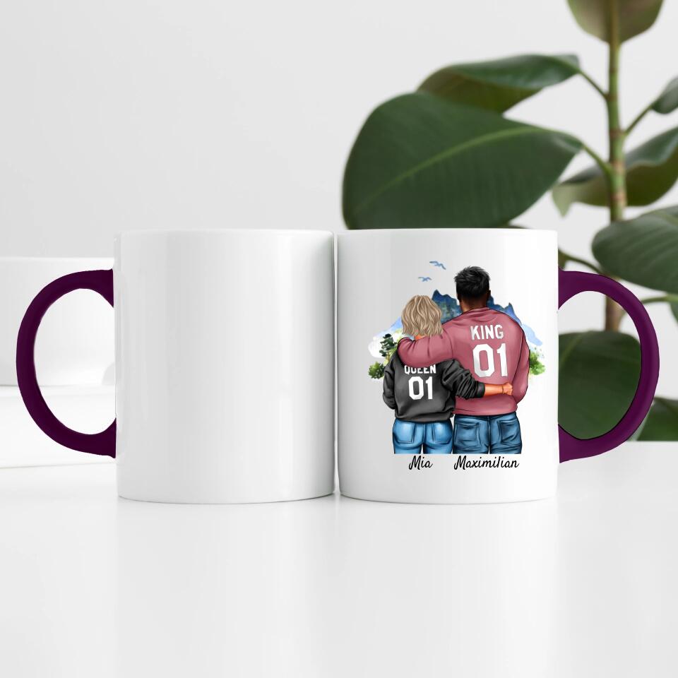 Pärchen mit Hoodies mit optionaler "King" & Queen" Beschriftung | Personalisierte Tasse