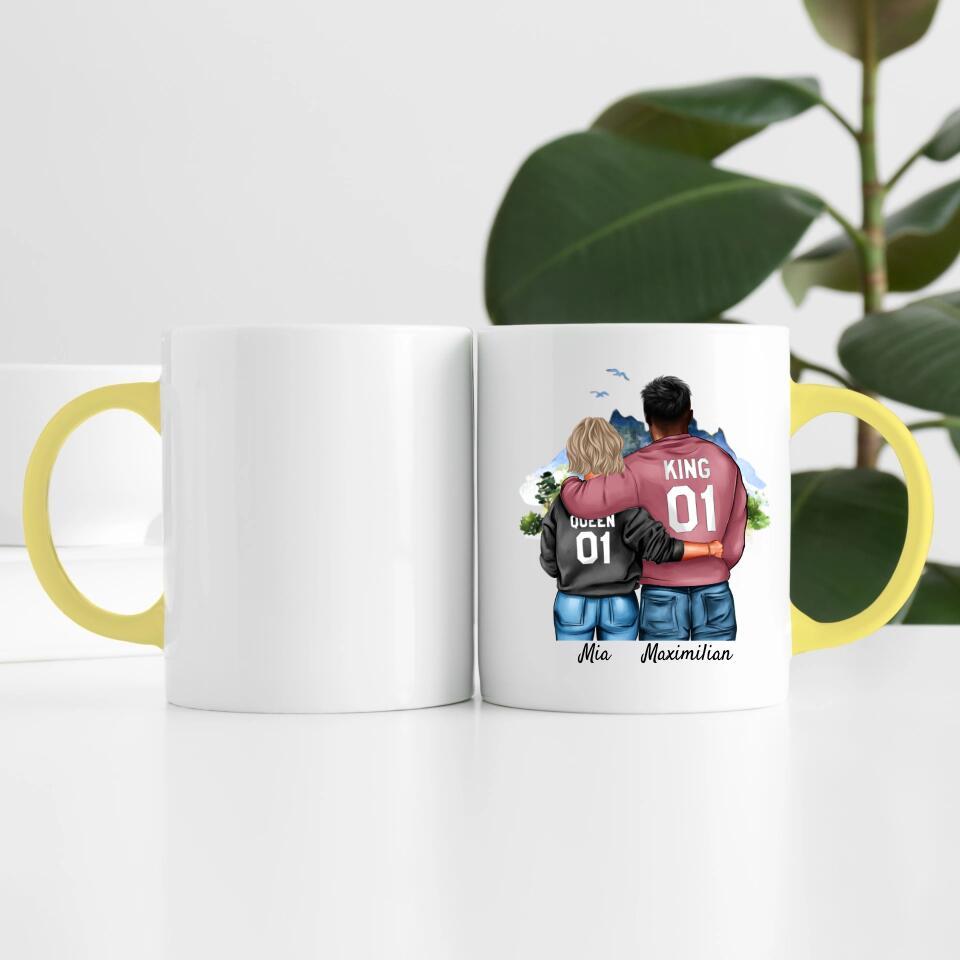 Pärchen mit Hoodies mit optionaler "King" & Queen" Beschriftung | Personalisierte Tasse