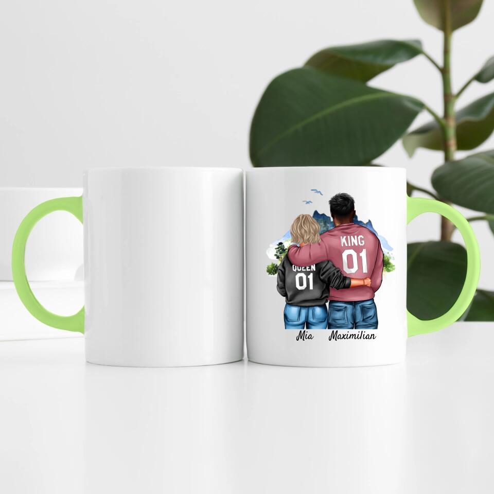 Pärchen mit Hoodies mit optionaler "King" & Queen" Beschriftung | Personalisierte Tasse