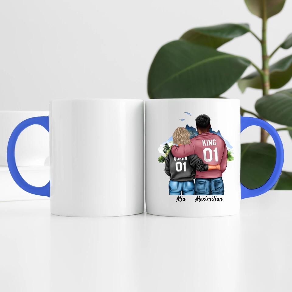 Pärchen mit Hoodies mit optionaler "King" & Queen" Beschriftung | Personalisierte Tasse