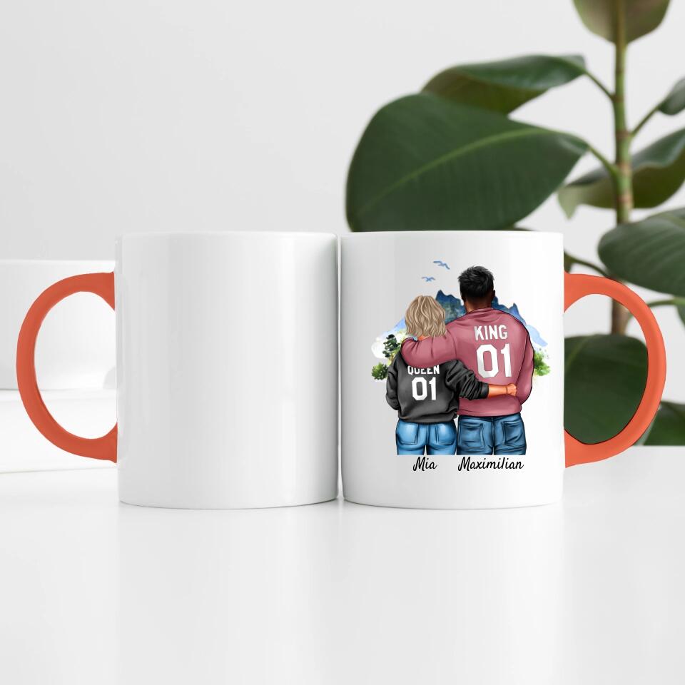 Pärchen mit Hoodies mit optionaler "King" & Queen" Beschriftung | Personalisierte Tasse