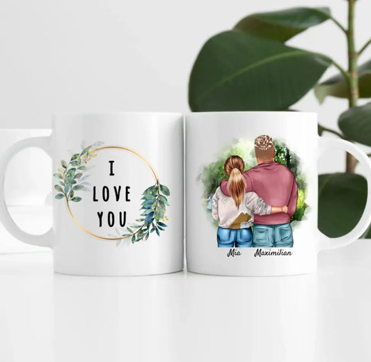 Pärchen mit Hoodies mit optionaler "King" & Queen" Beschriftung | Personalisierte Tasse