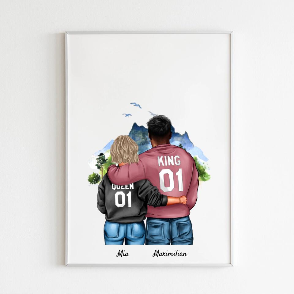 Pärchen umarmend | Personalisiertes Poster