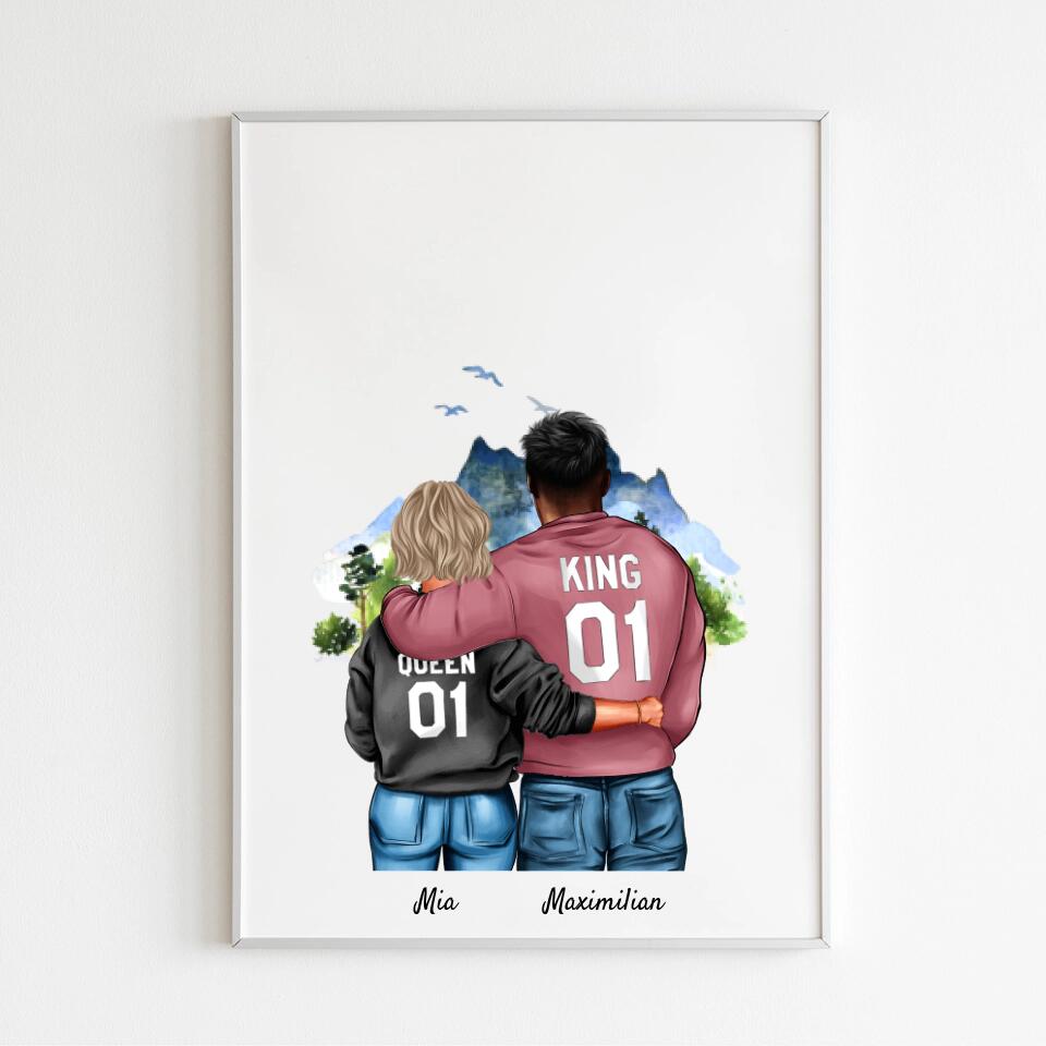 Pärchen umarmend | Personalisiertes Poster
