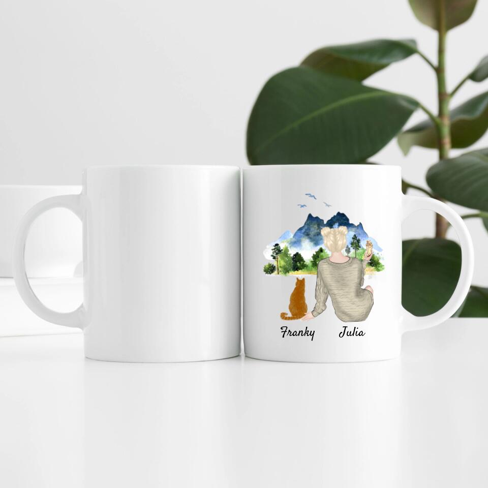 Katzenliebe (bis zu 3 Katzen) | Personalisierte Tasse