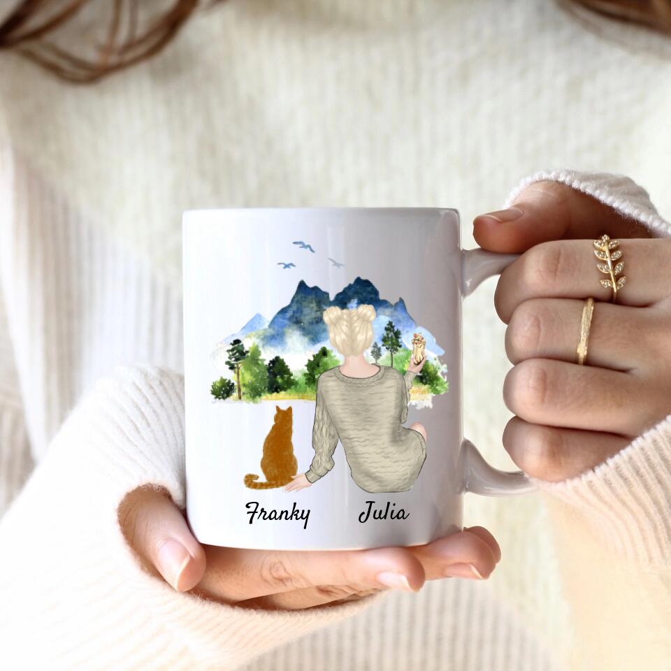 Katzenliebe (bis zu 3 Katzen) | Personalisierte Tasse