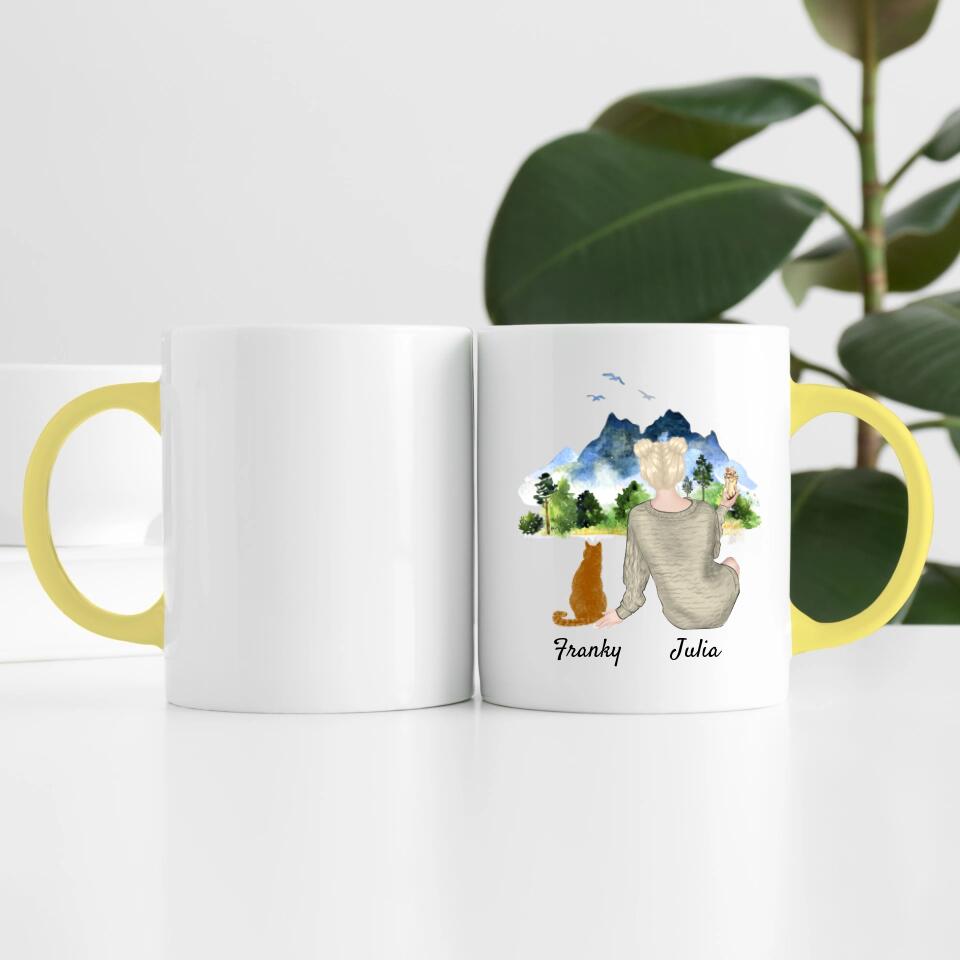 Katzenliebe (bis zu 3 Katzen) | Personalisierte Tasse