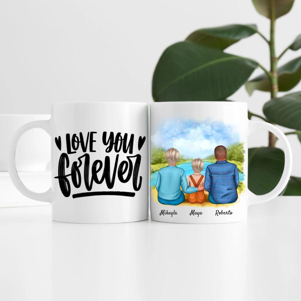 Eltern mit Tochter | Personalisierte Tasse