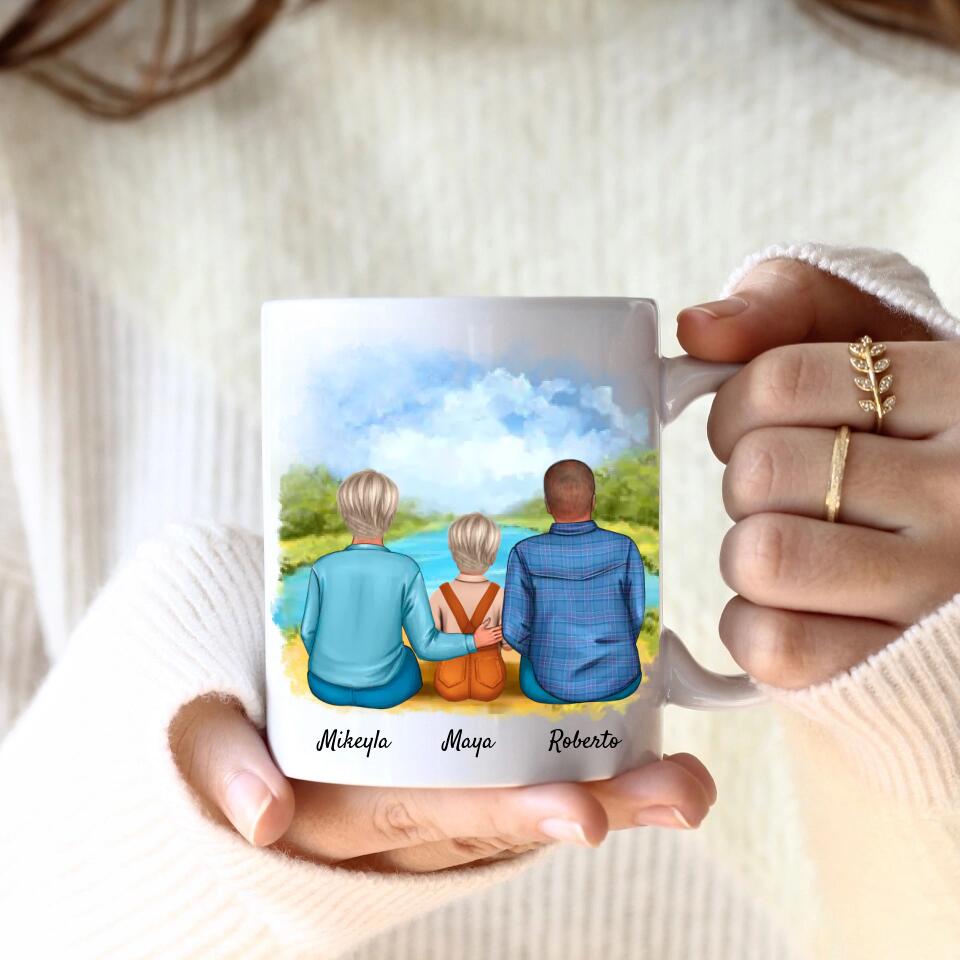 Eltern mit Tochter | Personalisierte Tasse