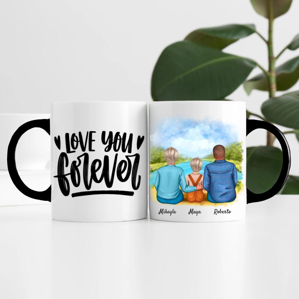 Eltern mit Tochter | Personalisierte Tasse