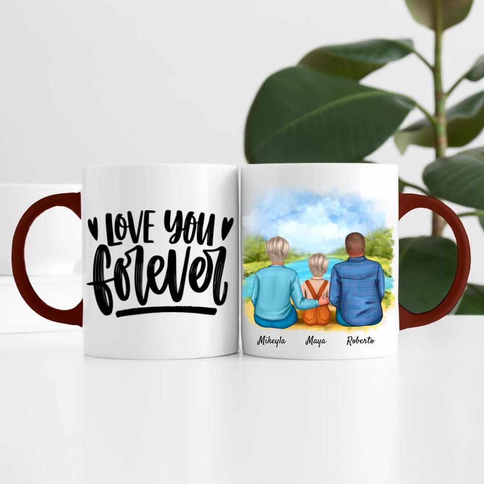 Eltern mit Tochter | Personalisierte Tasse