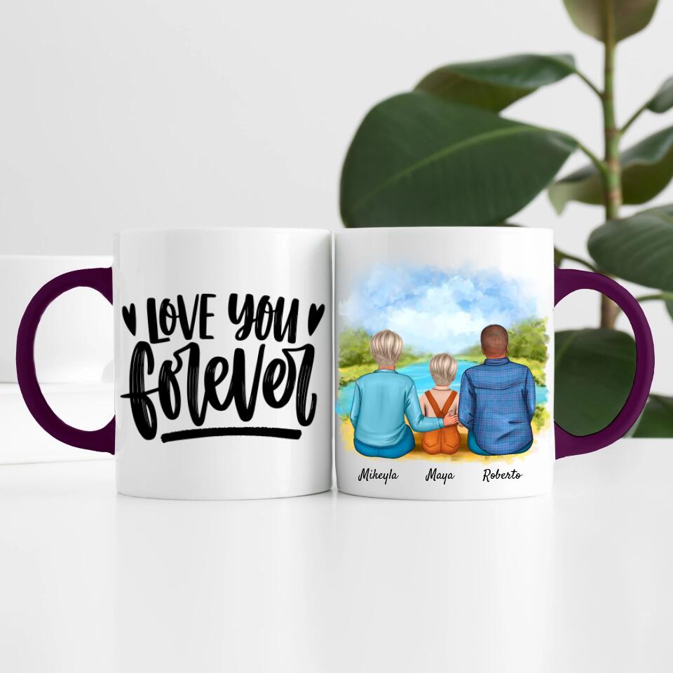 Eltern mit Tochter | Personalisierte Tasse