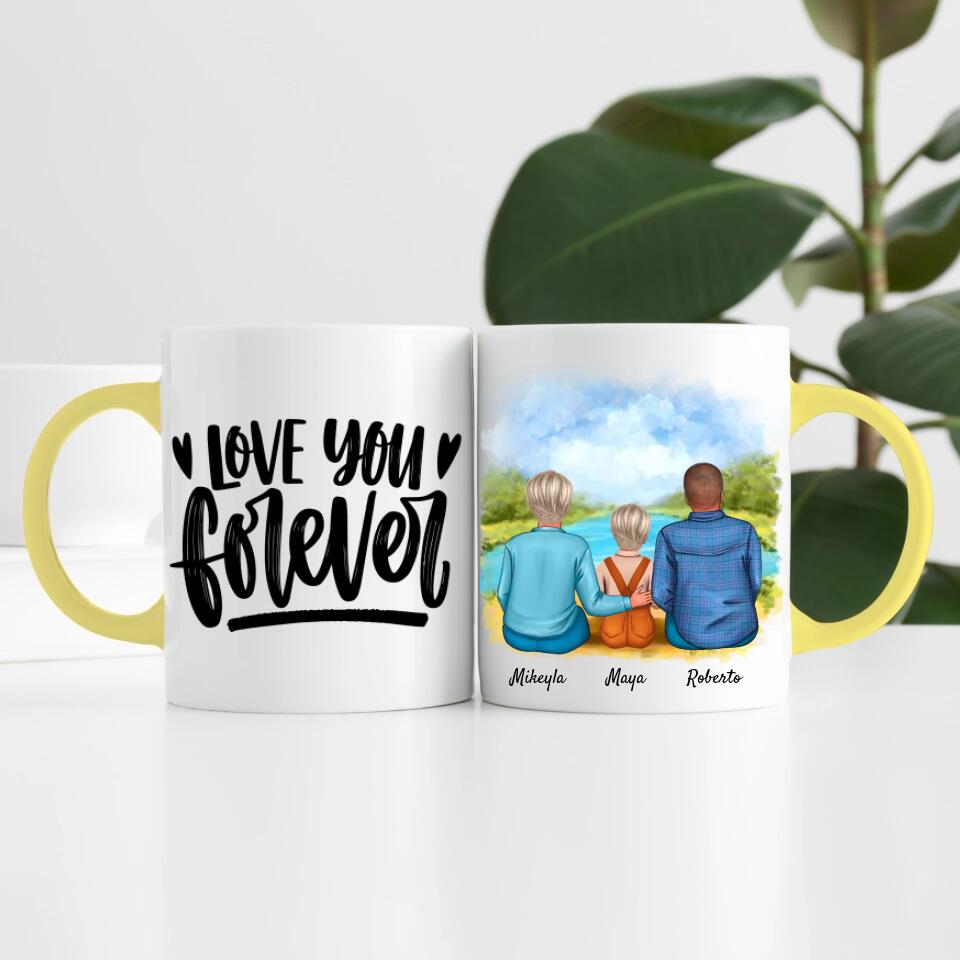 Eltern mit Tochter | Personalisierte Tasse