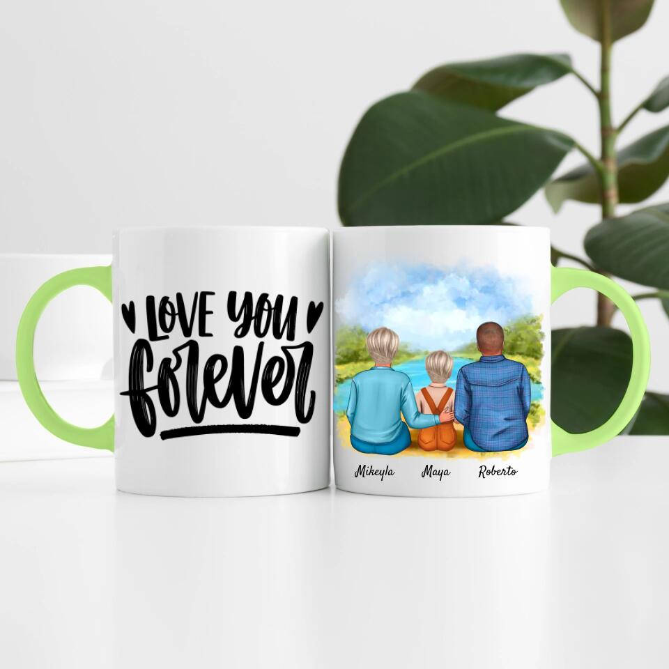 Eltern mit Tochter | Personalisierte Tasse