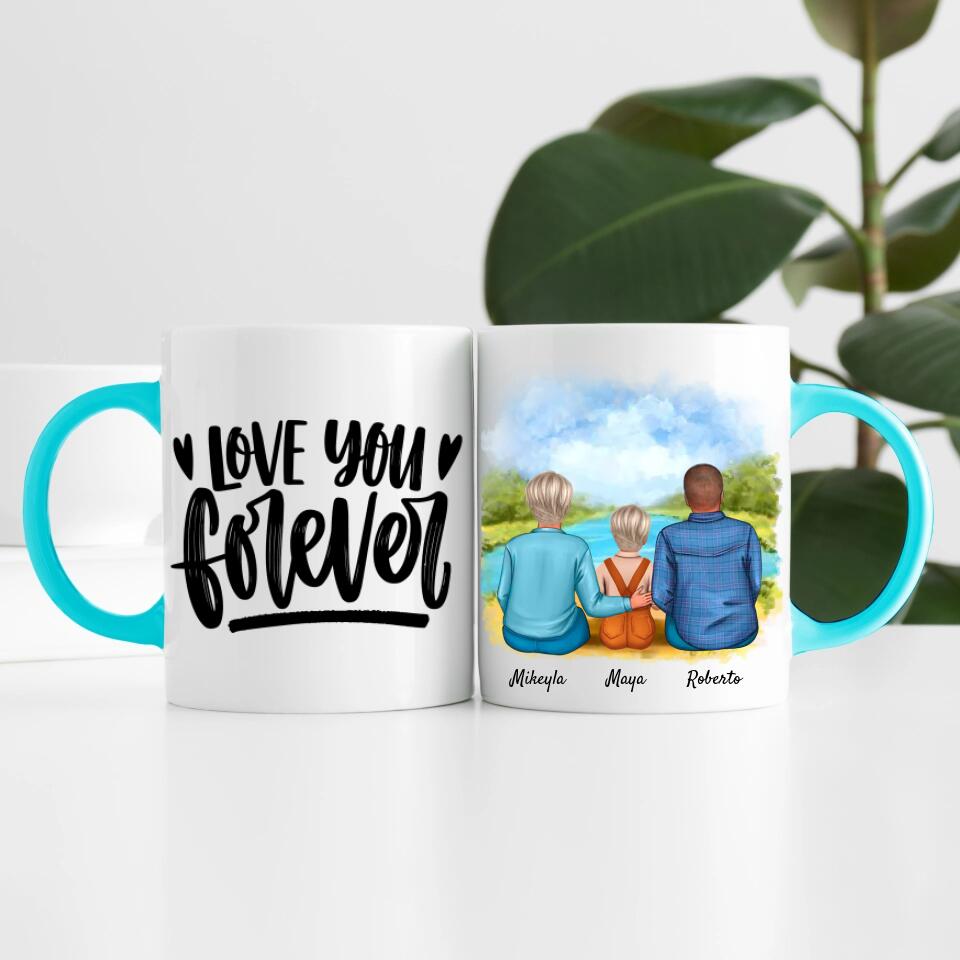 Eltern mit Tochter | Personalisierte Tasse
