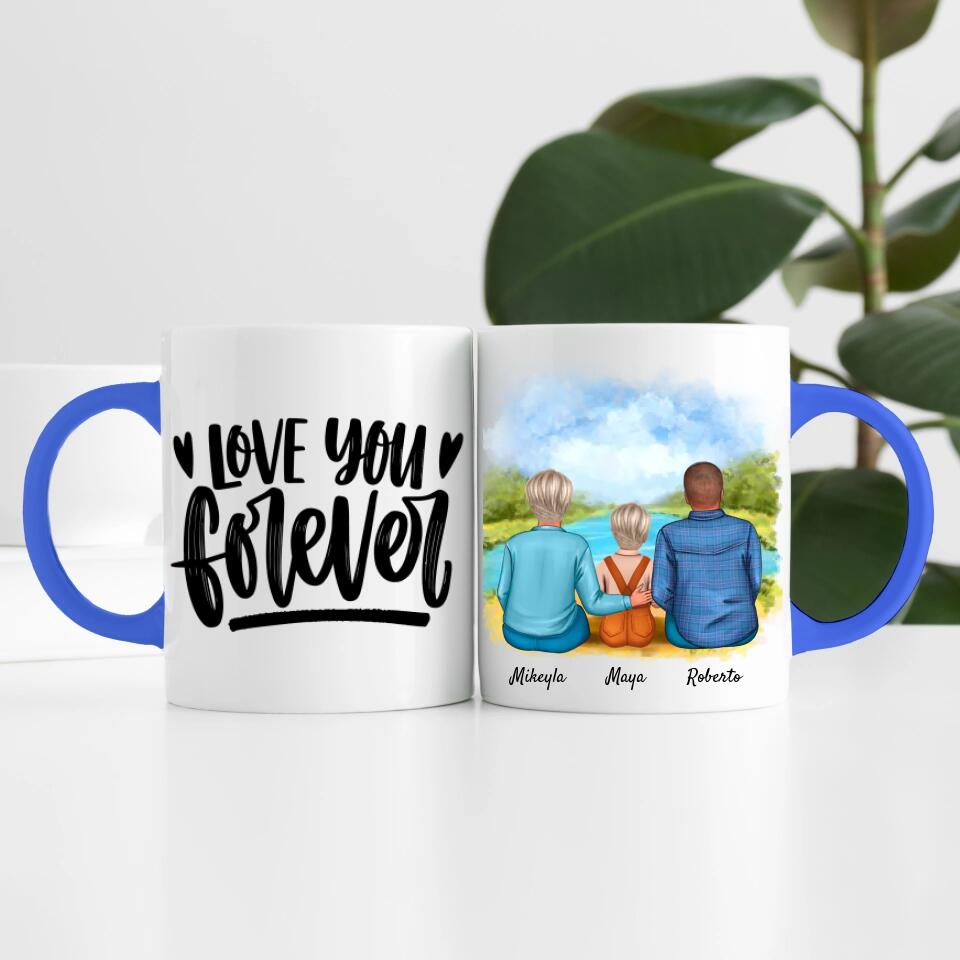 Eltern mit Tochter | Personalisierte Tasse