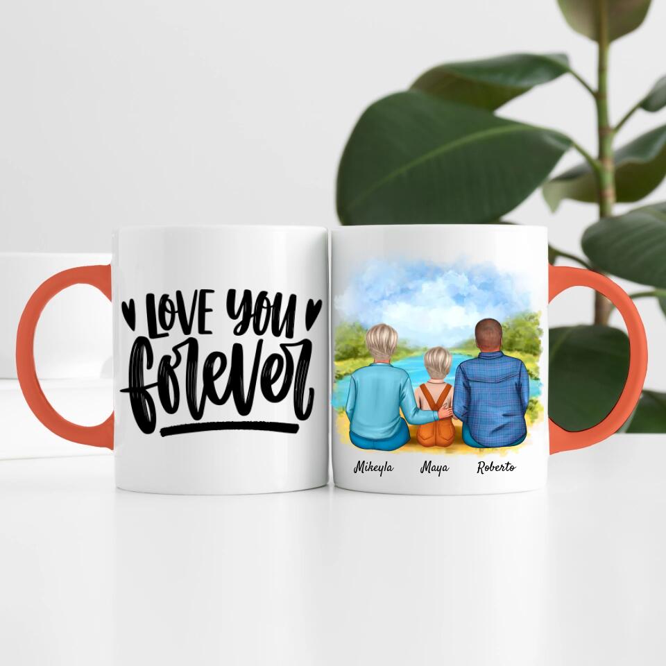 Eltern mit Tochter | Personalisierte Tasse
