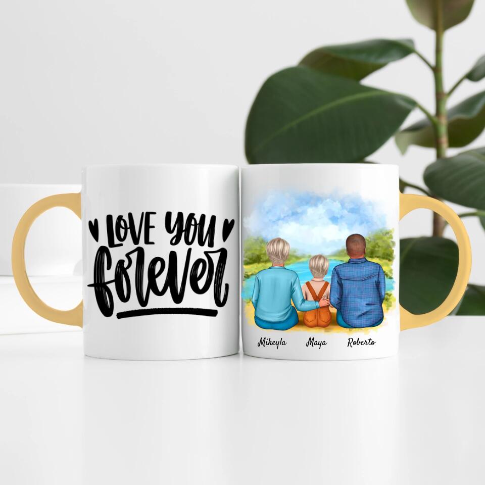 Eltern mit Tochter | Personalisierte Tasse