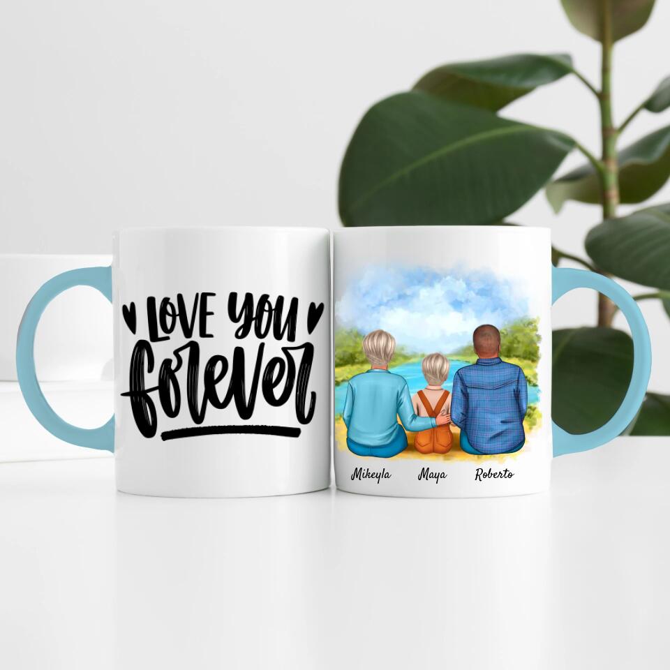 Eltern mit Tochter | Personalisierte Tasse