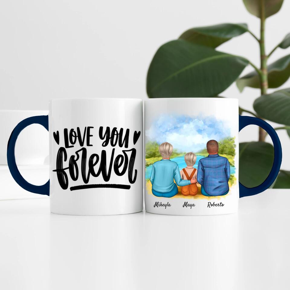 Eltern mit Tochter | Personalisierte Tasse
