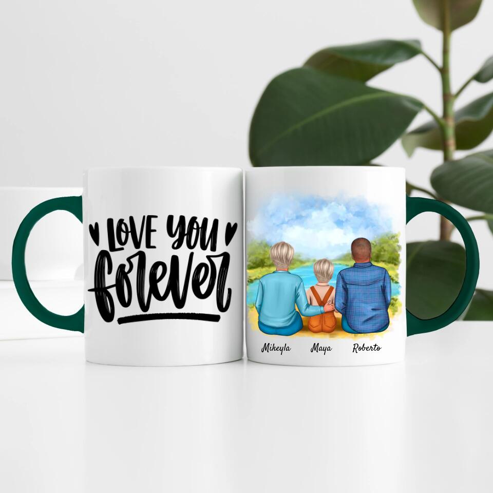 Eltern mit Tochter | Personalisierte Tasse