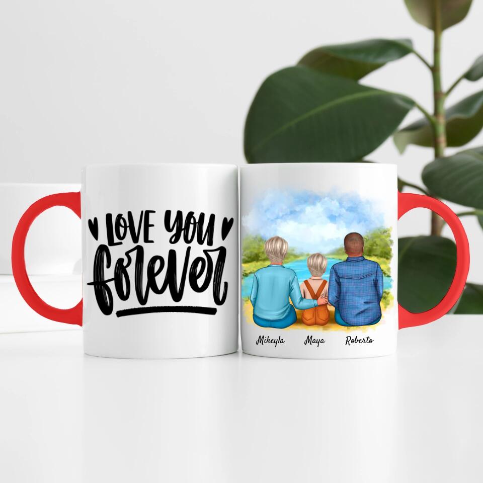 Eltern mit Tochter | Personalisierte Tasse