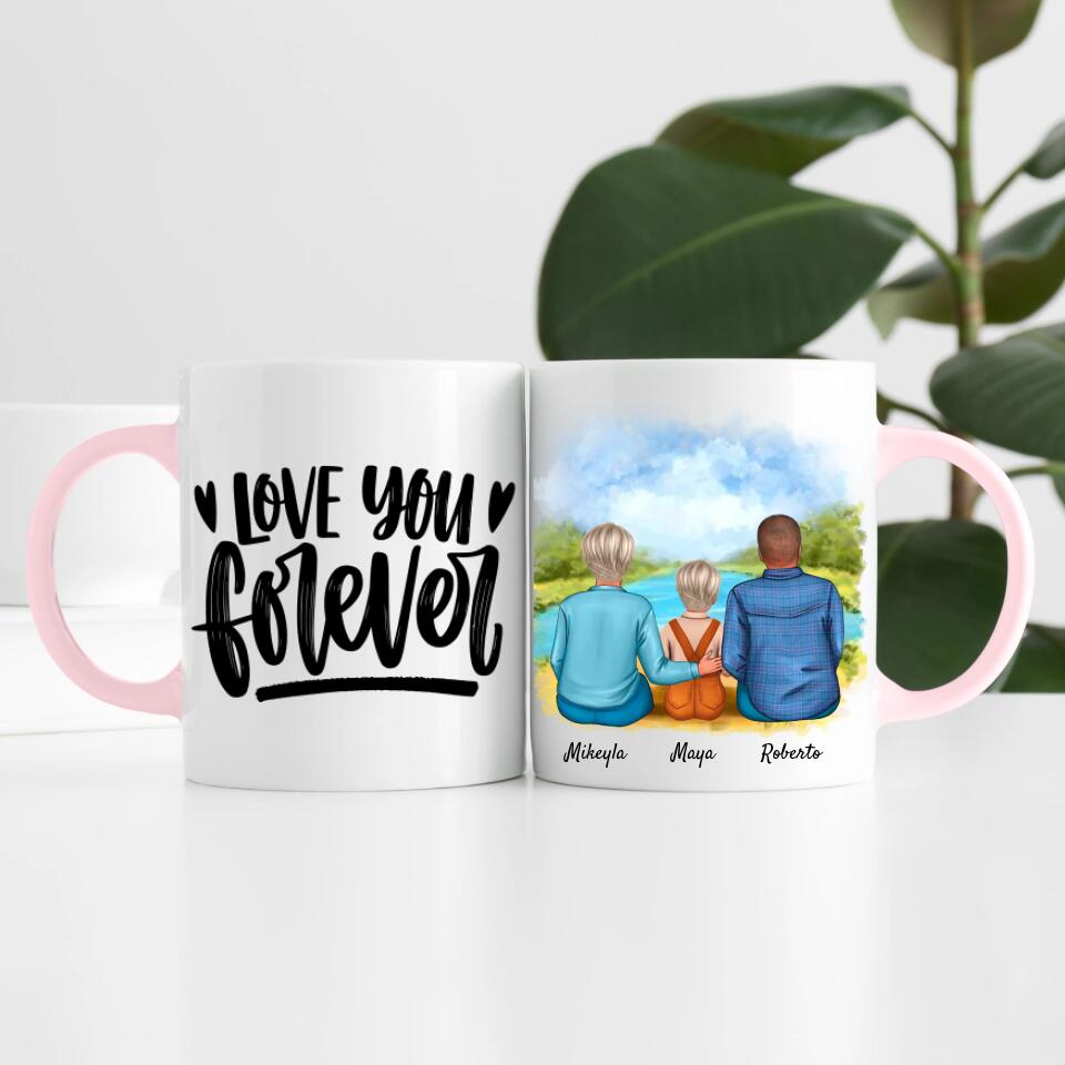 Eltern mit Tochter | Personalisierte Tasse