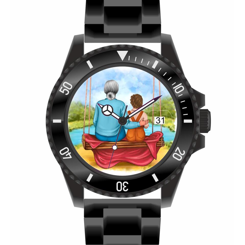 Oma mit Enkelin | Personalisierte Armbanduhr (Unterschiedliche Uhr-Modelle wählbar!)