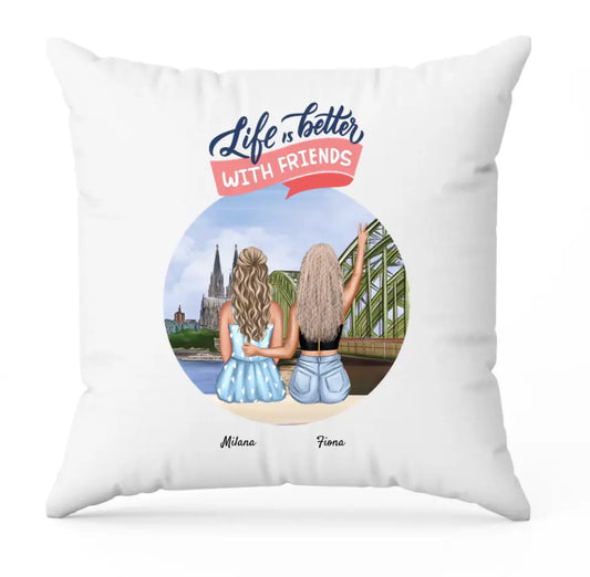 Zwei Freunde in Köln | Personalisiertes Kissen
