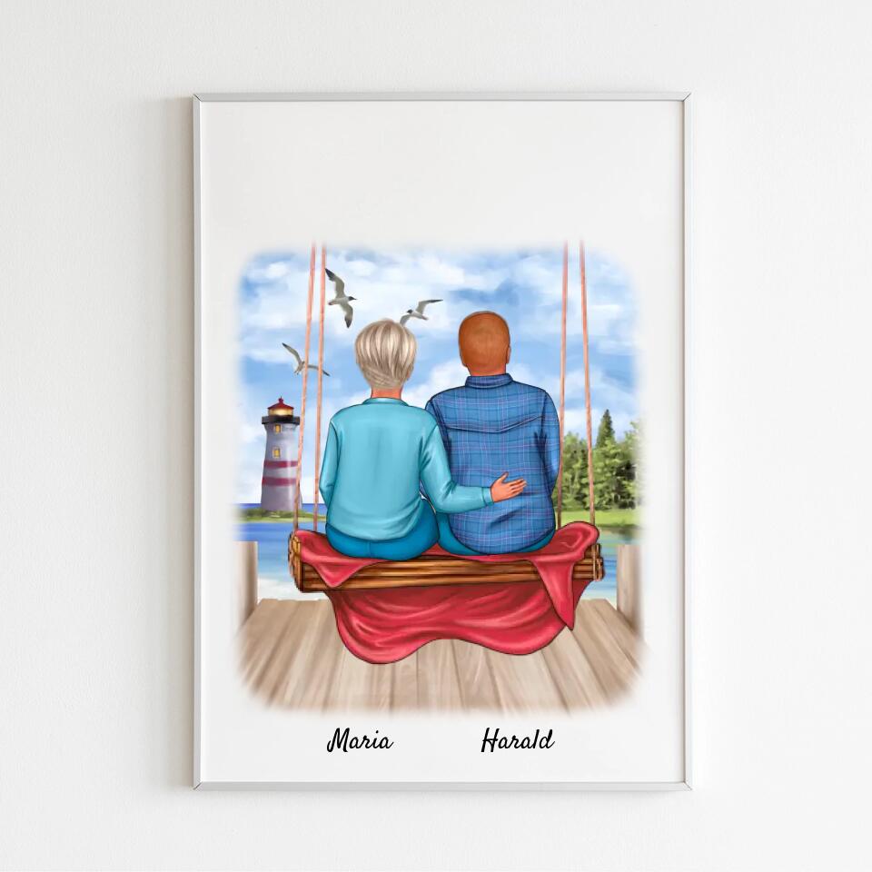 Paar auf Schaukel | Personalisiertes Poster, Leinwand