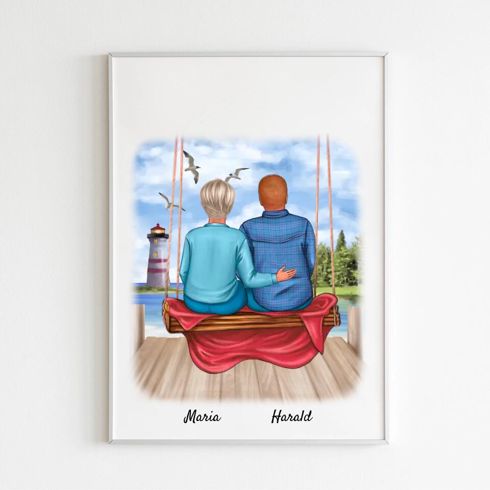 Paar auf Schaukel | Personalisiertes Poster, Leinwand