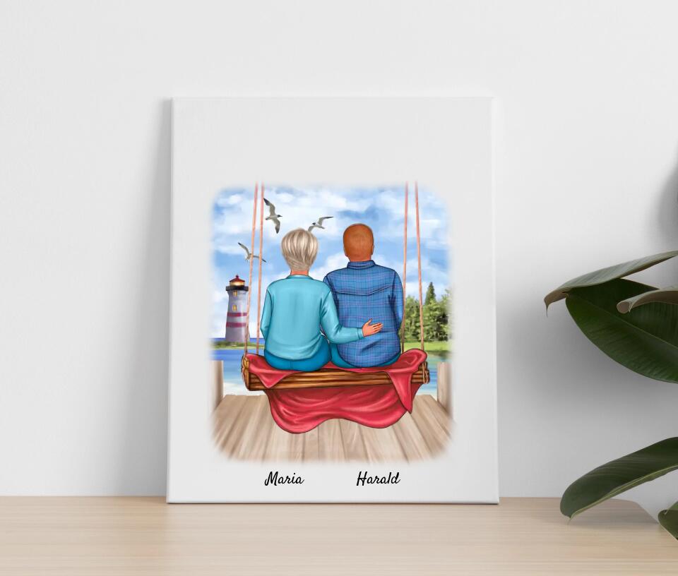 Paar auf Schaukel | Personalisiertes Poster, Leinwand