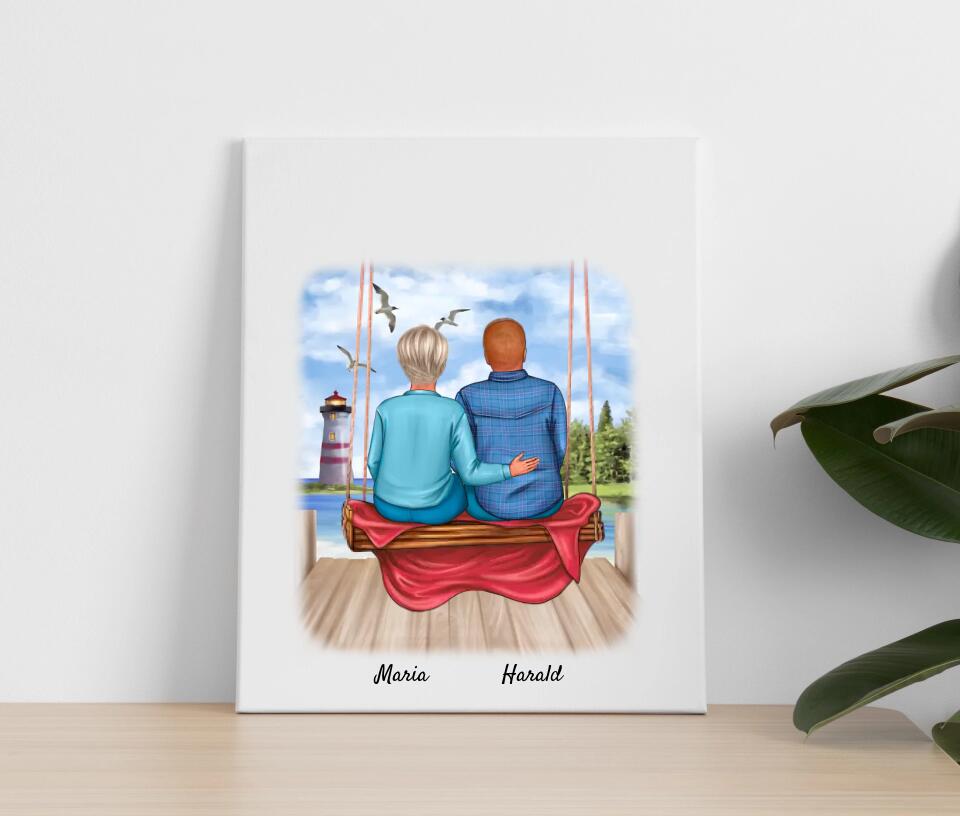 Paar auf Schaukel | Personalisiertes Poster, Leinwand