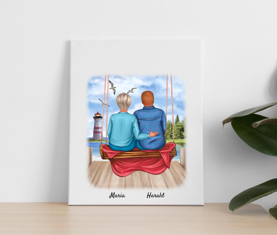 Paar auf Schaukel | Personalisiertes Poster, Leinwand