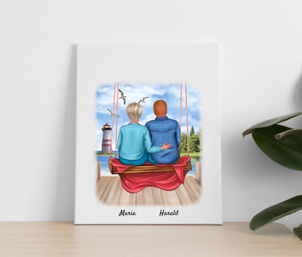 Paar auf Schaukel | Personalisiertes Poster, Leinwand
